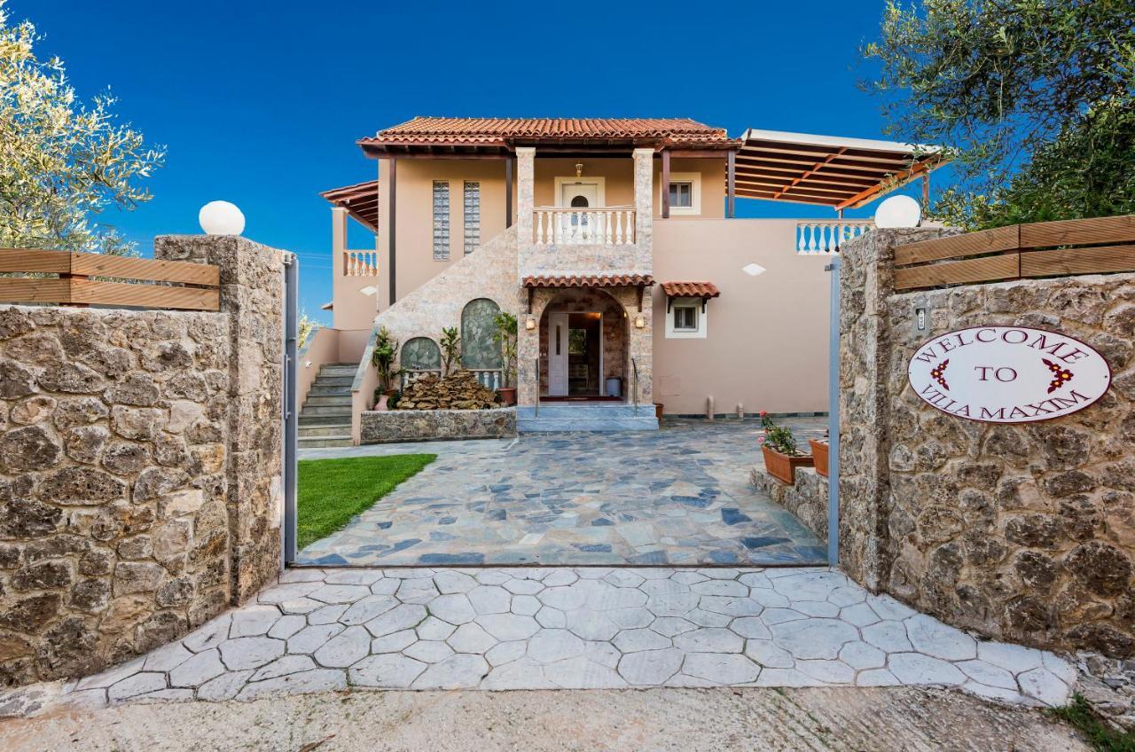 Villa Maxim With Private Pool & Tennis Court Halikounas Dış mekan fotoğraf