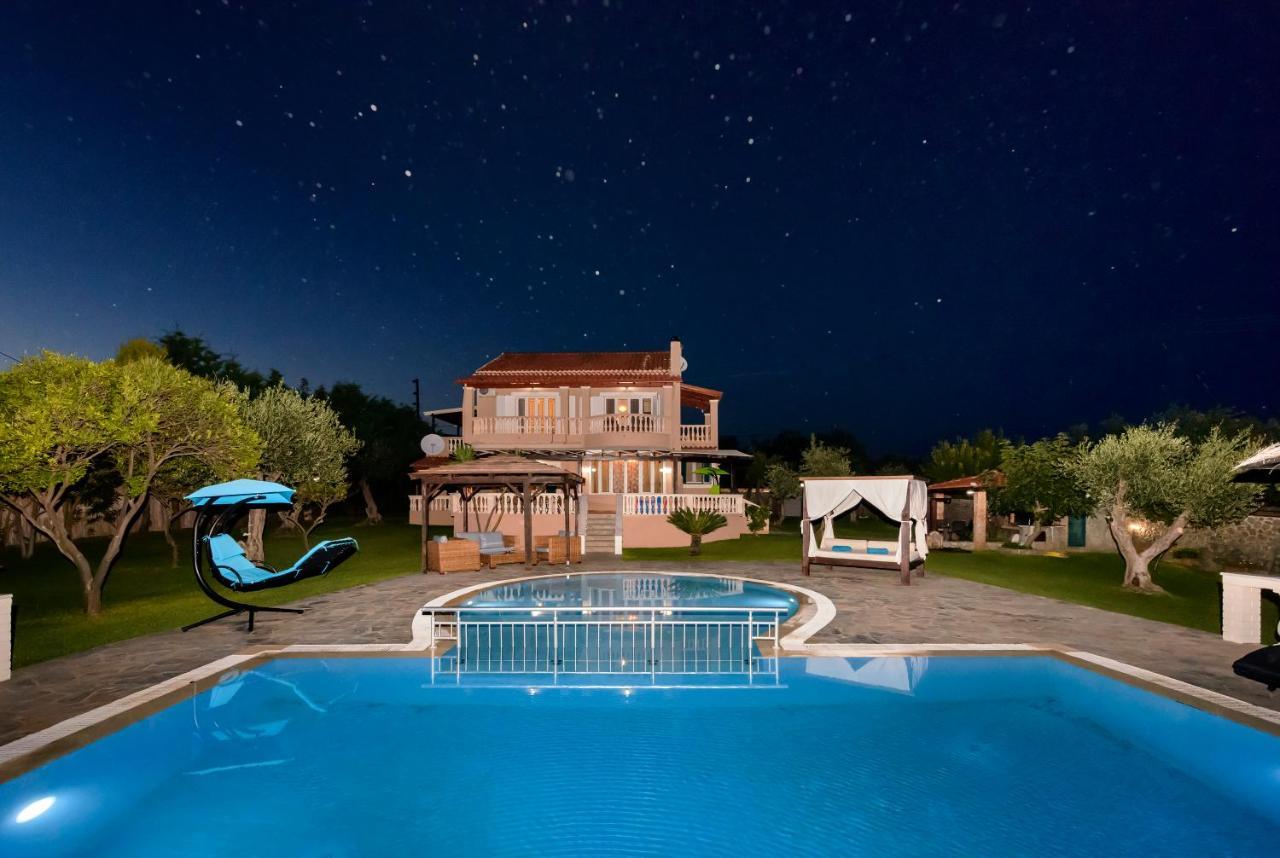 Villa Maxim With Private Pool & Tennis Court Halikounas Dış mekan fotoğraf